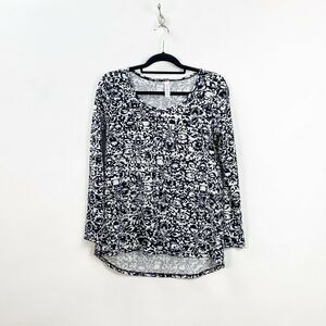 Lularoe Small Womens Unicorn Gigi Black White Floral Long Sleeve Top